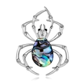 Exquisite silver spider brooch with colorful abalone shell body and sparkling crystals - Spider Shape (B181-A)
