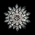 Radiale Blumenbrosche mit rauchgrauen Marquise-Kristallen und weißen Straßsteinen - Grau