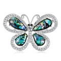 Elegante vlinderbroche met natuurlijke abalone schelp en schitterende zilveren kristallen - Irillerend Zilver (B053-A)
