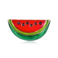 Minimalistische Emaille Wassermelonen Brosche mit roter Frucht und grünem Rand - Wassermelonenform (C062-A)