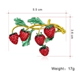Detail showing vintage strawberry brooch dimensions of 5.5cm by 3.6cm with 17g weight - Four Fruit Strawberry Cluster (C582-A)