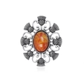 Spilla vintage in lega con resina ambrata e design a forma di cardo scozzese - Stile Vintage (C576-A)