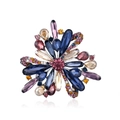 Broche floral vintage con diamantes de imitación azules y cristales de colores - Estilo Floral Colorido (A075-A)