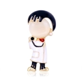 Cartoon doctor brooch pin with white cat eye stone and stethoscope detail in gold finish - Cartoon Lab Personnel Style (AL675-A)