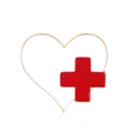 White heart enamel pin with red medical cross and gold trim for healthcare professionals - White Heart with Red Cross Style (AL633-A)