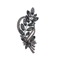 Dettaglio della spilla a foglia in argento con cristalli marquise grigio scuro - Stile Foglia Vintage Grigio Scuro (B115-A)