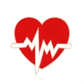 Red enamel heart brooch with white heartbeat line and gold plating for women - Red Heart ECG Wave Style (AL635-A)
