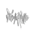 Abstract silver liquid metal brooch with irregular geometric design and high-polish finish - Irregular Pin Style (C618-A)