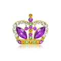 Luxurious gold crown brooch featuring multicolored crystals and purple marquise stones - Gold (18k C620-A)