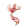 Broche de fénix vintage con esmalte rosa degradado y cristales brillantes en acabado oro - Estilo Degradado Rosa Rojo (B101-C)