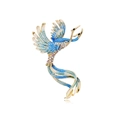 Elegante broche de fénix vintage en esmalte con cristales azules y acabado dorado - Estilo Azul Blanco (AL1171-B)