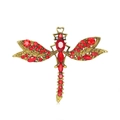 Spilla vintage a libellula con strass rossi e finitura dorata per abbigliamento - Oro Antico Rosso (C622-B)