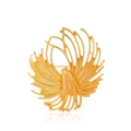 Elegant gold fountain flower brooch with intricate textured layers for coats and suits - Golden Firework Style (FG017-A)