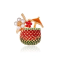 Broche creativo de bebida de piña con sombrilla naranja y detalles de flores de perla - Estilo de Bebida Tropical Piña (C220-A)