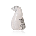Süße Eisbär-Brosche mit weißem Emaille-Finish und funkelnden Kristallen für Kleidung - Eisbär Mutter Und Kind Stil (B098-A)