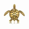Detailed close-up of a vintage gold turtle brooch with intricate scale textures - Antique Gold (D049-B)