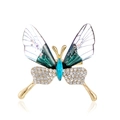 Exquisite butterfly brooch with gradient acrylic wings and crystals on gold plating - Iridescent Gradient (AL1194-A)