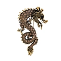 Vintage Drachen-Brosche in Gold mit Champagner-Diamanten im traditionellen China-Stil - Antikgold Champagner Strass (AL1202-A)