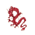 Elegante spilla a forma di drago in smalto rosso e oro con design tradizionale - Rosso Brillante (AL1207-A)