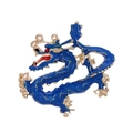 Blaue Emaille Drachen Brosche im chinesischen Stil mit Gold-Finish und rotem Strassauge - Königsblauer Stil (AL1200-B)