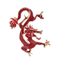 Broche dragon chinois avec écailles en émail rouge et finition dorée pour costume - Rouge (AL1201-B)