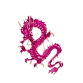 Squisita spilla a forma di drago in smalto rosa rosa con scaglie dorate rifinite - Rosa Pesca (AL1207-C)