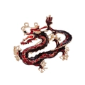 Exquisite vergoldete chinesische Drachenbrosche mit tiefroter Emaille für Anzüge - Dunkelroter Stil (AL1200-D)
