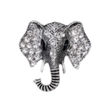 Vintage olifant broche van zilverlegering met fonkelende strass en zwarte edelsteenogen - Antiek Zilver Stijl (AL1224-A)