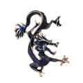 Exquisite Brosche im chinesischen Drachendesign, tiefblaue Emaille mit Goldakzenten - Königsblau (AL1201-D)