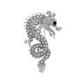 Silberne Drachenbrosche mit Kristallpavé und schwarzen Steinaugen im chinesischen Stil - Silber Weißer Strass (AL1202-C)