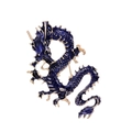 Spilla drago in smalto blu e metallo dorato con scaglie dettagliate e chiusura a spillo - Blu Profondo (AL1207-D)