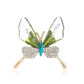 Exquisite golden butterfly brooch with green enamel wings and white rhinestones - Green Gradient (AL1194-B)