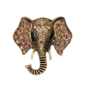 Retro olifantenkop broche van gouden legering met amberkleurige strass-steentjes - Antiek Goud Stijl (AL1224-B)