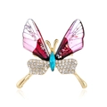 Golden butterfly brooch with purple gradient wings and sparkling rhinestones - Pink Purple Gradient (AL1194-C)