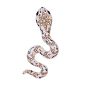 Broche serpent blanche émaillée avec détail étoile dorée et strass scintillants - Blanc (B279-A)