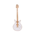Broche guitare électrique vintage avec finition émail blanc et accents dorés élégants - Style de Guitare Blanche (C254-A)
