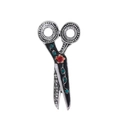 Vintage-Brosche in Scherenform mit Silbermetall, schwarzer Emaille und bunten Strasssteinen - Vintage Scheren Stil (C293-A)
