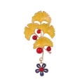 Golden ginkgo leaf brooch with yellow enamel leaves and red berry accents on white background - Bright Yellow Ginkgo Leaf (AL1395-A)