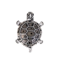 Vintage-Schildkröten-Brosche aus Silberlegierung mit schwarzer Emaille-Verzierung - Silberschwarze Meeresschildkröte (AL1450-B)