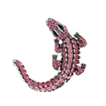 Spilla coccodrillo con strass rosa scintillanti e placcatura argento dal design realistico - Sfumatura Rosa (AL1448-B)