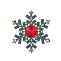 Spilla a fiocco di neve vintage con strass rosso e cristalli blu su sfondo bianco - Stile Fiocco di Neve (C653-A)