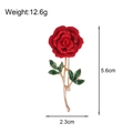 Enamel rose brooch for women in red and green finish with golden stem metal design - Red Rose Drip Oil Style (C454-A)