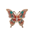 Elegante spilla a farfalla con ali in smalto rosso e verde e cristalli scintillanti - Stile Sfumato Rosso e Blu (B229-A)