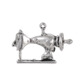 Silver sewing machine brooch with sparkling rhinestones and retro alloy finish - Antique Silver (D087-B)