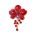 Broche fleur en émail rouge élégante avec finition dorée et strass étincelants - Rouge (C619-C)