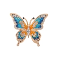 Squisita spilla a farfalla con smalto blu e arancione e strass di cristallo - Stile Sfumato Blu e Arancio (B229-B)