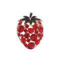 Broche fraise étincelante en strass rouges et alliage doré pour accessoires de mode - C292-a