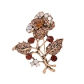 Spilla a rosa vintage in metallo bronzo antico con strass colorati incastonati - Stile Floreale Vintage (C217-A)