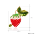 Sparkling crystal strawberry brooch with green leaves and gold-tone alloy frame - Red and White Layered Enamel (C231-A)