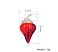 Sparkling crystal strawberry brooch with red enamel finish and gold leaves ornament - Bright Red and Dark Red (AL888-A)